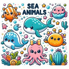 Cartoon Design of Sea Animals