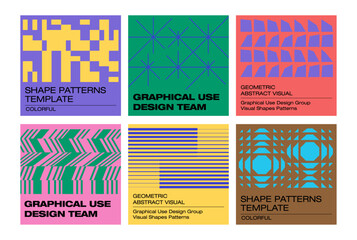 cover retro pattens set creates colorful identity graphic standards manual visual research art project graphic design collection retro various different shapes geometric abstract Aesthetic