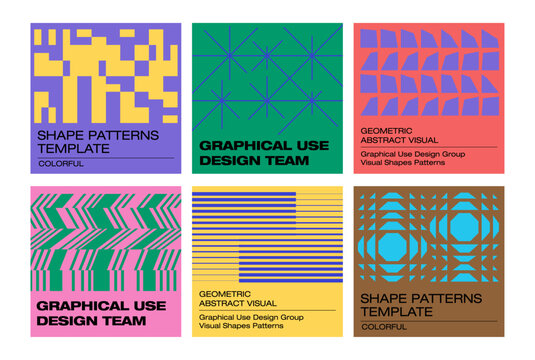 cover retro pattens set creates colorful identity graphic standards manual visual research art project graphic design collection retro various different shapes geometric abstract Aesthetic - Powered by Adobe