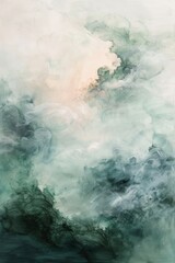 Obraz premium Dreamy Landscape with Soft Green Clouds Generative AI
