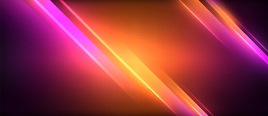 Obraz premium Dynamic neon glowing lines geometric techno background. Vector illustration