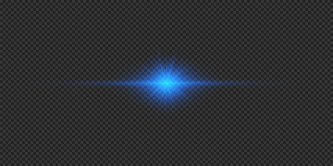 Blue horizontal light effect of lens flares