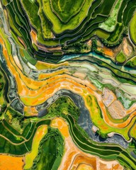 Rice Fields Landscape in Germany Aerial View Generative AI