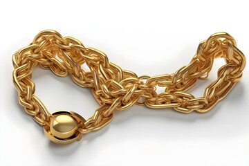 Obraz premium Golden chain and brooch isolated on white Generative AI.