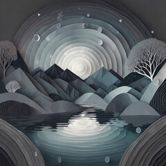 Fototapeta premium Ethereal Reflections A Low Poly Serenity