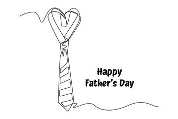 One continuous line drawing of Happy father's day. Doodle vector illustration in simple linear style.