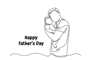 One continuous line drawing of Happy father's day. Doodle vector illustration in simple linear style.