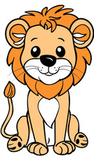 Cute Colorful Cartoon Lion Vector SVG