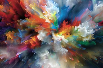 Fototapeta premium Vibrant Brushstroke Landscape: Abstract Art Background