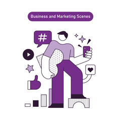 character Illustration's of digital marketing activities  