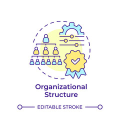 Organizational structure multi color concept icon. Company organization, hierarchy pyramid. Round shape line illustration. Abstract idea. Graphic design. Easy to use in infographic, presentation