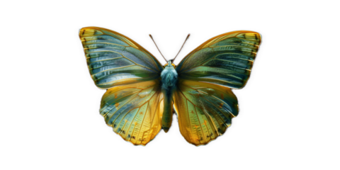 green vivid detailed beautiful butterfly transparent as a graphic resource
