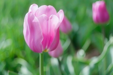 Obraz premium Spring Celebrations Tulip Bouquet in Soft Pink Hues