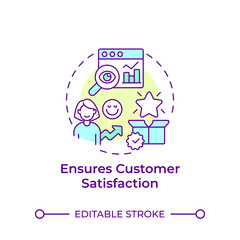 Ensures customer satisfaction multi color concept icon. User service, experience. Round shape line illustration. Abstract idea. Graphic design. Easy to use in infographic, presentation