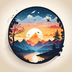 Silent Reverie Nature's Symphony in Silhouette Logo