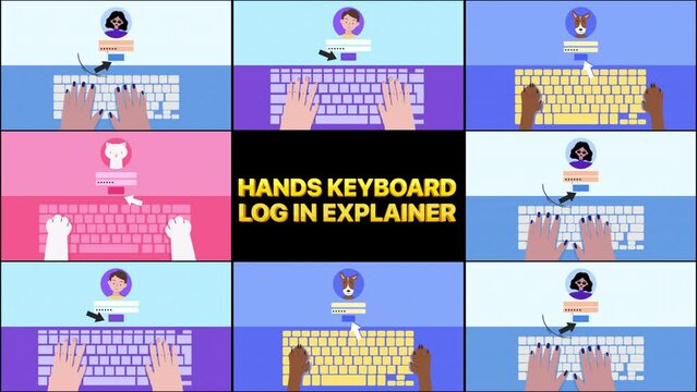 Hands Keyboard Log In Explainer is a motion graphics pack perfect for creating engaging login tutorials or explainer videos. Featuring a series of animated hands interacting with a keyboard. Full HD r