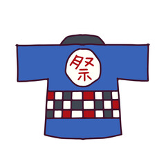 青い祭りの法被イラスト　　白い背景に分離されたベクター素材