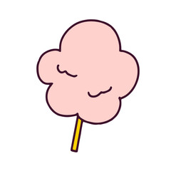 綿あめのイラスト　白い背景に分離されたフラットなベクター素材