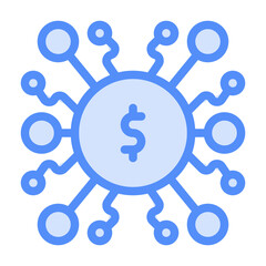 Coin Icon With Lineal Color Style 