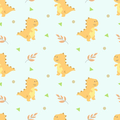 Cute T-Rex Dino Pattern Color Background