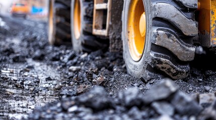 Industrial Contrast on a Muddy Field: Tire and Terrain