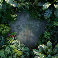 Nature background, abstract white frame in the leaves with copy space.