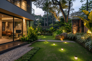 backyard in modern home 