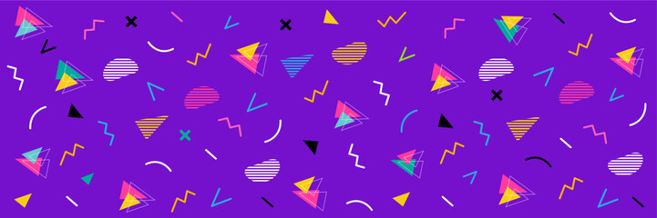 Colorful background with geometric shapes 80s, 90s style