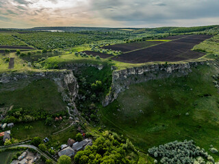 aerial view on duruitoarea Gorge with a beautiful moldavian landscape on the north