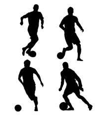 Man dribbling football Silhouette Vector