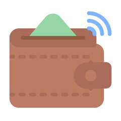 E Wallet Icon With Flat Color Style