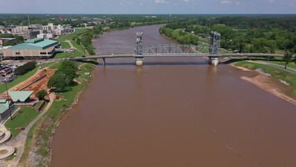 Afternoon view of a bridge over the Red River in Alexandria, Louisiana, USA.