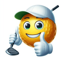 Golf playing thumbs up emoji on a white background
