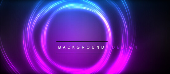 Dynamic neon glowing lines geometric techno background. Vector illustration