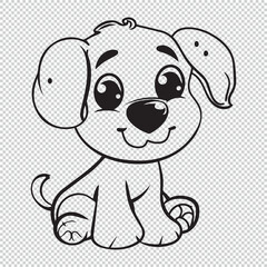 Simple and minimalistic cartoon dog icon, black vector illustrations on transparent background