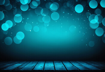 Glowing teal background with abstract blue bokeh perfect for a holiday concept Copy space image for a banner