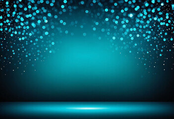 Glowing teal background with abstract blue bokeh perfect for a holiday concept Copy space image for a banner