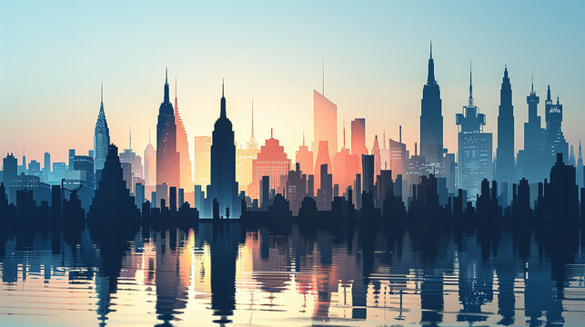 Architectural fusion, mix of historic and contemporary buildings, symbolizing global influences, societal changes due to globalization, city skyline backdrop, 3D render, silhouette lighting