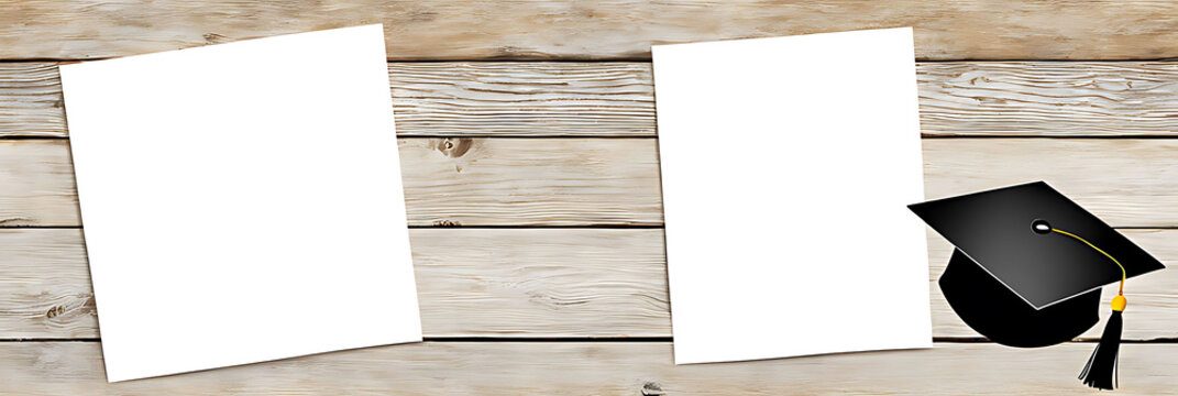 graduation party invitation template with festive background, blank space for text, Graduation cap, mock-up design 