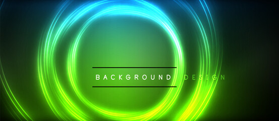 Dynamic neon glowing lines geometric techno background. Vector illustration