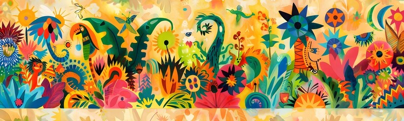 watercolor flowers  and tree