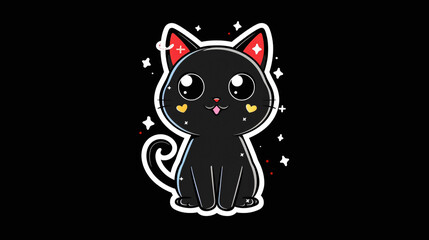 Obraz premium A colorful cat potrait image in which cat wearing glasses. Cute cat emoji stickers with black ackground.
