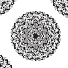 Black And White Mandala Background Design Vector Template.
