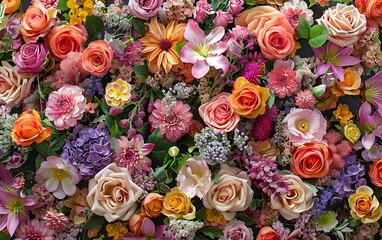 Multicolored bouquet of flowers as background