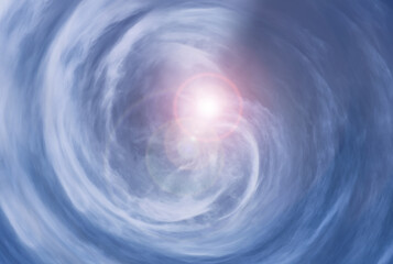 Tunnel from clouds background texture watercolor fairy-tale design unusual colorful