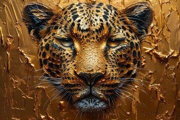 pretty leopard gold golden luxury artwork art fine art fancy cat feline spots