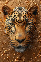 pretty leopard gold golden luxury artwork art fine art fancy cat feline spots