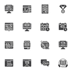 Electronic learning vector icons set