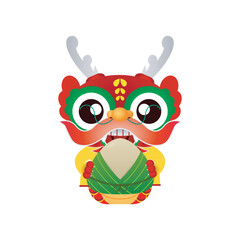 Dragon boat festival cute cartoon character on white background vector illustration