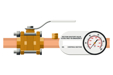 Medical gas Shut Off Valve panel, Hospital Area Valve Box Combined with Medical Gas Alarm System. Flat design.